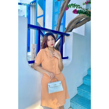Set lẻ Áo kiểu phom lửng GUMAC AD04042 - Chân váy A nẹp giả VD04041
