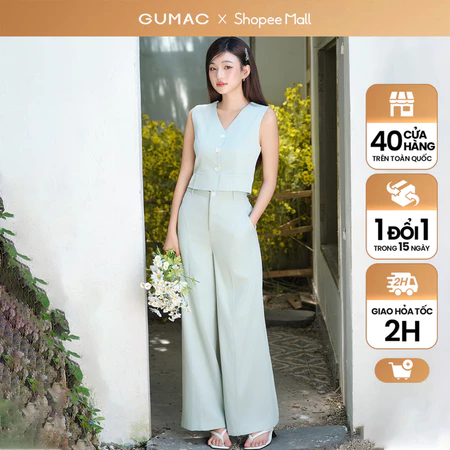 Set lẻ Áo kiểu lửng thời trang Gmorning - GUMAC YAE05065 - Quần ống rộng kiểu YQE05066