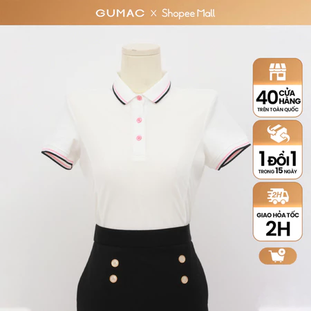 Áo Polo Nữ Thời Trang Gumac Phối Bo Vải Cá Sấu Nhiều Màu PLE10036