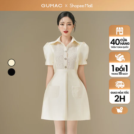 Đầm A phối ren thời trang GUMAC DE06015