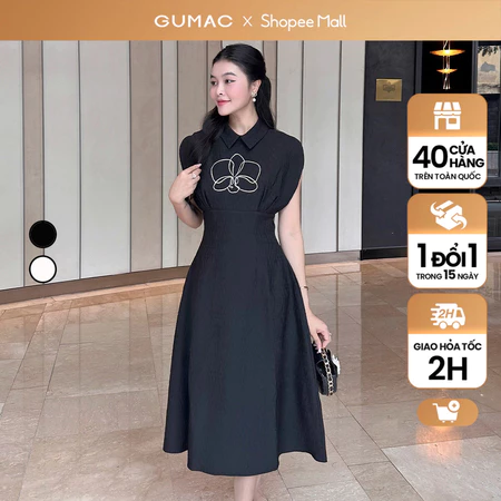 Đầm xòe thêu hoa thời trang GUMAC DE08019