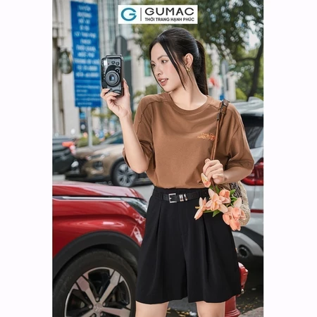 Áo thun thêu nhũ bạc thời trang GUMAC ATE07016