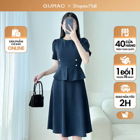 Đầm peplum phối nút thời trang GUMAC LDE0404 - DE04025