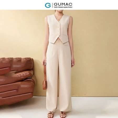 Set lẻ Gile khóa kim loại thời trang GUMAC AE08013 - Quần ống rộng lưng kiểu GUMAC QE08012
