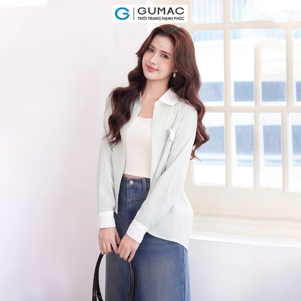 Áo sơ mi phối cổ thời trang Gmorning - GUMAC YAE07068