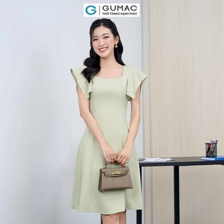 Đầm cổ vuông tay kiểu thời trang GUMAC DE06014