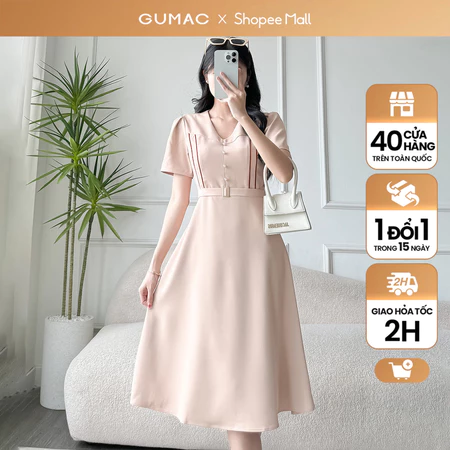 Đầm A phối viền thời trang GUMAC DE03037