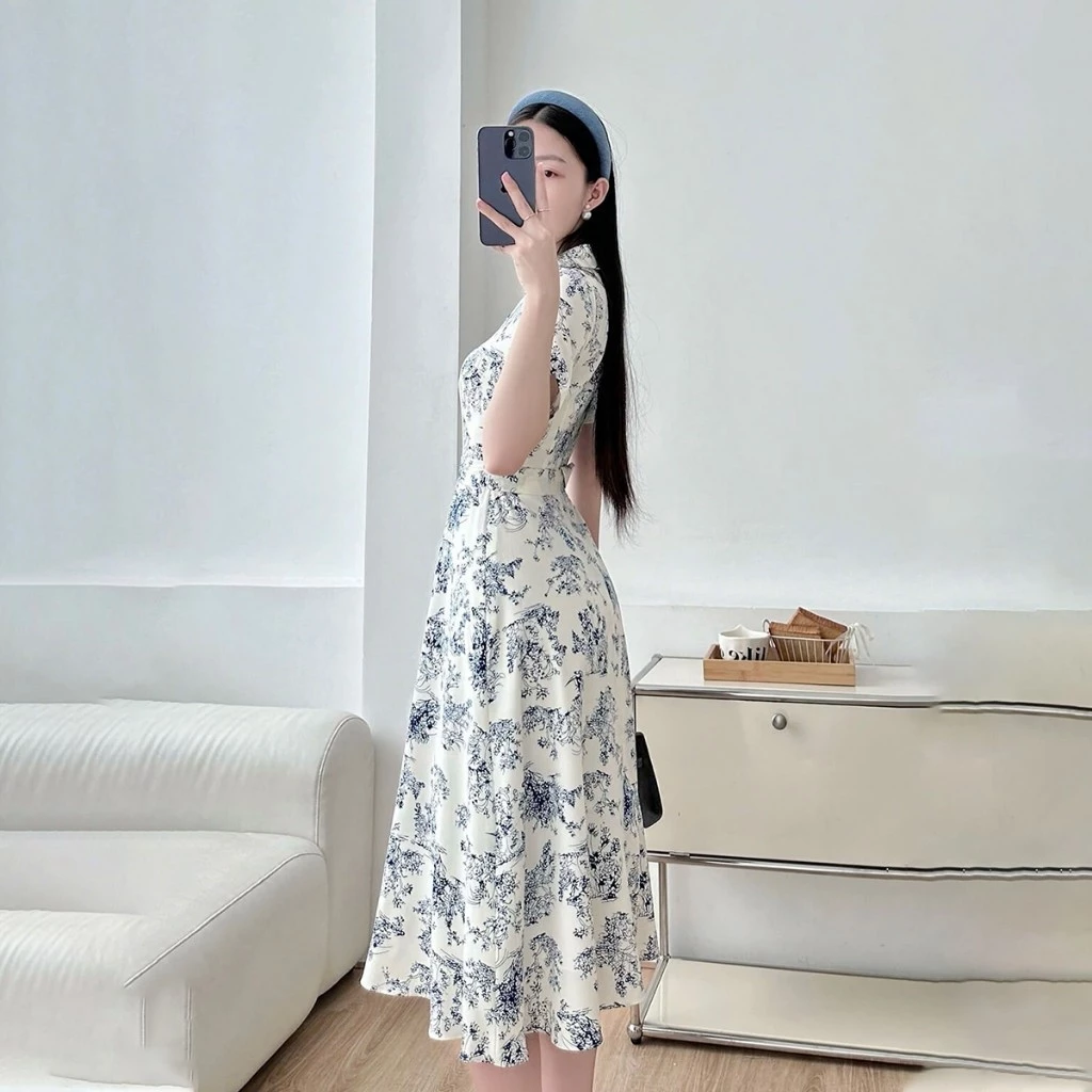 Đầm hoa kèm dây thời trang GUMAC LDE0708