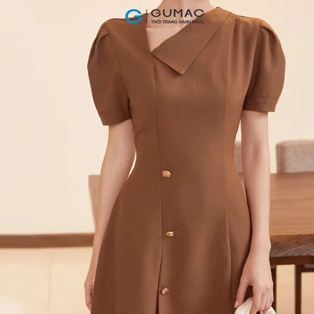 Đầm phối nẹp lá cổ thời trang GUMAC DE10086